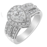 10K White Gold Diamond Cocktail Teardrop Ring (1/2 Cttw, H-I Color, SI2-I1 Clarity)-3 thumbnail 4