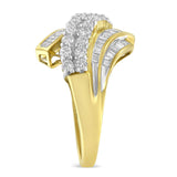 10K Yellow Gold 1.0 Cttw Round & Baguette Cut Diamond 64 Stone Bypass Style Channel Set Modern Statement Ring (H-I Color, SI1-SI2 Clarity)-3 thumbnail 4