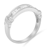 .925 Sterling Silver 1/2 Cttw Baguette Cut Diamond Channel Set X-Station Wedding Ring (H-I Color, I1-I2 Clarity)-3 thumbnail 4