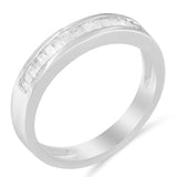.925 Sterling Silver 1/3 Cttw Baguette Cut Diamond Channel Set Stackable Wedding Ring (H-I Color, I1-I2 Clarity)-3 thumbnail 4