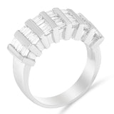 .925 Sterling Silver 1.0 Cttw Baguette Cut Diamond Vertical Channel Fluted Multi-Row Unisex Fashion Wedding Ring (H-I Color, I1-I2 Clarity)-3 thumbnail 4