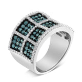 14K White Gold White and Treated Blue Diamond Cocktail Ring (1 1/2 Cttw, H-I Color, I1-I2 Clarity)-3 thumbnail 4