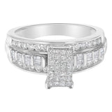 14K White Gold 1.0 Cttw Mixed-Cut Diamond Rectangle Invisible-Set Composite Cluster Ring with Bar- and Channel-Set Band (H-I Color, SI2-I1 Clarity)-3 thumbnail 4