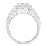 10K White Gold Diamond Cluster Ring (1 Cttw, H-I Color, I1-I2 Clarity)-3 thumbnail 4