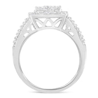 10K White Gold Diamond Cluster Ring (1 Cttw, H-I Color, I1-I2 Clarity)