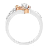 10K Rose Gold Plated .925 Sterling Silver 1/5 Cttw Diamond Two Tone Open Heart Promise or Fashion Ring (I-J Color, I2-I3 Clarity)-3 thumbnail 4