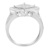 .925 Sterling Silver 2/5 Cttw Princess Cut Diamond Square On Point Cluster Composite Cocktail Ring (H-I Color, SI1-SI2 Clarity)-3 thumbnail 4