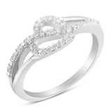 .925 Sterling Silver 1/8 Cttw Diamond Open Heart Leaf Curvy Bypass Accent Fashion or Promise Ring (I-J Color, I2-I3 Clarity)-3 thumbnail 4