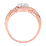10K Rose Gold 3/4 Cttw Diamond Floral Cluster Head and Twisted Shank Cocktail  Ring (H-I Color, SI1-SI2 Clarity)--3 thumbnail 4