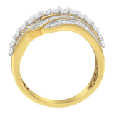 10K Yellow Gold 1.0 Cttw Baguette and Round Diamond Multi-Row Wave Bypass Ring (I-J Color, I1-I2 Clarity)-3 thumbnail 4