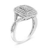 .925 Sterling Silver 1/2 Cttw Round-Cut Diamond Cluster Cushion Ring (I-J , I1-I2)-3 thumbnail 4