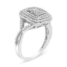 .925 Sterling Silver 1/2 Cttw Round-Cut Diamond Cluster Cushion Ring (I-J , I1-I2)-3