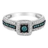 .925 Sterling Silver Treated Blue Miracle-Set Diamond Engagement Ring (1/2 Cttw, J-K Color, I1-I2 Clarity)-3 thumbnail 4
