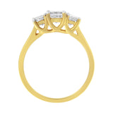 10K Yellow Gold Princess-Cut Diamond Three Stone Band Ring (1 Cttw, J-K Color, I1-I2 Clarity)-3 thumbnail 4