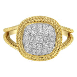 10K Yellow Gold Plated .925 Sterling Silver 1/2 Cttw Diamond Square Cushion Cluster Split Shank Cocktail Ring (J-K Color, I2-I3 Clarity)-3 thumbnail 4