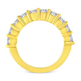 14K Yellow Gold Plated .925 Sterling Silver 2.0 Cttw Round Brilliant Cut Diamond 10 Stone Anniversary Band Ring (J-K Color, I1-I2 Clarity)-3 thumbnail 4