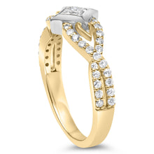 10K Two Tone Color 2/3 Cttw Diamond Kite and Twist Shank Ring (H-I Color,SI2-I1 Clarity)-3