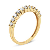 14K Yellow Gold Plated .925 Sterling Silver 1/2 cttw Shared Prong Set Brilliant Round-Cut Diamond 11 Stone Band Ring (J-K Color, SI2-I1 Clarity)-3 thumbnail 4
