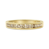 14K Yellow Gold Plated .925 Sterling Silver 1/2 Cttw Channel Set Round Champagne Diamond 11 Stone Band Ring (K-L Color, I1-I2 Clarity)-3 thumbnail 4