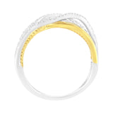 10K Yellow Gold Plated .925 Sterling Silver 1/10 Cttw Diamond Multi Row Crossover Ring Band (I-J Color, I1-I2 Clarity)-2 thumbnail 3