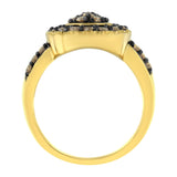 10K Yellow Gold Plated .925 Sterling Silver 1 1/8 cttw Prong-Set Round-Cut Diamond Pear Cocktail Ring (J-K Color, I1-I2 Clarity)-3 thumbnail 4