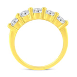 14K Yellow Gold Plated .925 Sterling Silver 1 1/2 Cttw Shared Prong Set Brilliant Round-Cut Diamond Anniversary or Wedding Band Ring (K-L Color, SI2-I1 Clarity)-3 thumbnail 4