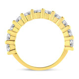 14K Yellow Gold Plated .925 Sterling Silver 2.00 Cttw Shared Prong Set Round-Diamond 11 Stone Band Ring (J-K Color, I1-I2 Clarity)-3 thumbnail 4