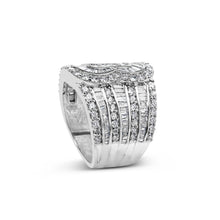 10K White Gold 2 1/2 Cttw Round and Baguette-Cut Diamond Multi-Row Bypass Ring (J-K Color, I2-I3 Clarity)-3