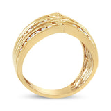 10K Yellow Gold Plated .925 Sterling Silver 1 1/2 Cttw Diamond Channel Band (Champagne Color, I2-I3 Clarity) Ring-3 thumbnail 4