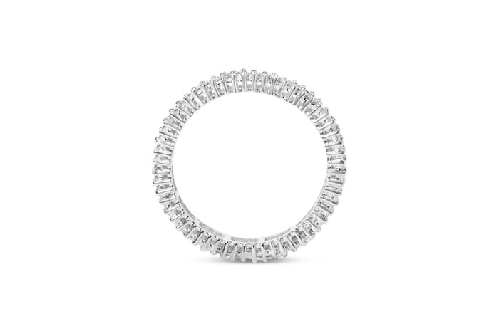 10K White Gold 1.0 Cttw Princess Cut Diamond Double Row Eternity Band Ring