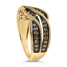 10K Yellow Gold Plated .925 Sterling Silver 1/2 Cttw Champagne Diamond Twisted Braid Band Ring-3