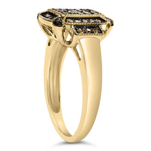 10K Yellow Gold Plated .925 Sterling Silver 1/2 Cttw Champagne Diamond Step Up Ring-3
