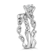 14K White Gold Lab Grown Diamond 1.0 Cttw Vintage Style Engagement Ring and Band Set-3