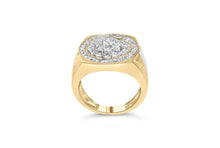 10K Yellow Gold 1 1/2 Cttw Diamond Cluster and Halo Signet Mens Ring (K-L Color, I1-I2 Clarity)-3