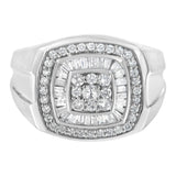 14K White Gold Men's Diamond Band Ring (1 cttw, H-I Color, SI1-I2 Clarity)-3 thumbnail 4