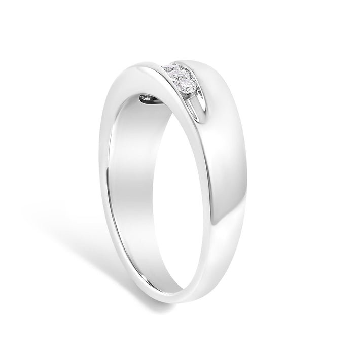Men's.925 Sterling Silver 1/2 Cttw Diamond 9 Stone Band Ring