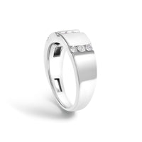 Men's .925 Sterling Silver 1/2 Cttw Diamond Triple Three Stone Row Band Ring (H-I Color, I1-I2 Clarity)