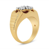 14K Yellow Gold Plated .925 Sterling Silver 1/3 Cttw Miracle-Set Floral Diamond Cluster Ring (I-J Color, I1-I2 Clarity)-3 thumbnail 4