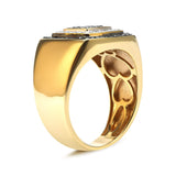 Men's 10K Yellow Gold 3/4 Cttw White and Black Treated Diamond Ring Band (Black / I-J Color, I2-I3 Clarity)-3 thumbnail 4