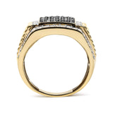 Men's 14K Yellow Gold Plated .925 Sterling Silver 1 1/2 Cttw White and Black Treated Diamond Cluster Ring (Black / I-J Color, I2-I3 Clarity)-3 thumbnail 4