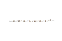 10K White Gold 4.0 Cttw Champagne and White Diamond Floral Cluster and Station Link Bracelet (H-I Color, SI2-I1 Clarity) - 7