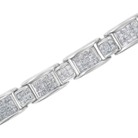 14K White Gold 5.0 Cttw Princess-Cut Diamond Rectangular Alternating Station 7