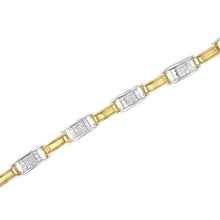 14K Two-Tone Gold 1.00 Cttw Princess-Cut Diamond Chain Link 7" Bracelet (H-I Color, SI1-SI2 Clarity)-3