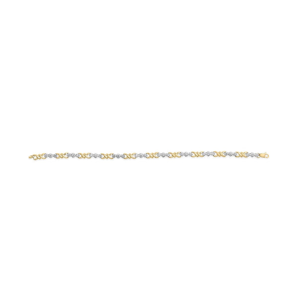 10k Yellow Gold 1/3 Cttw Diamond 3 Stone and X-Link Bracelet (I-J Color, I1-I2 Clarity) - 7.50