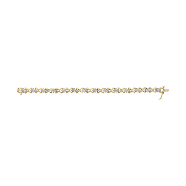 10k Yellow Gold Plated .925 Sterling Silver 2.00 Cttw Round-Cut Diamond Link 7