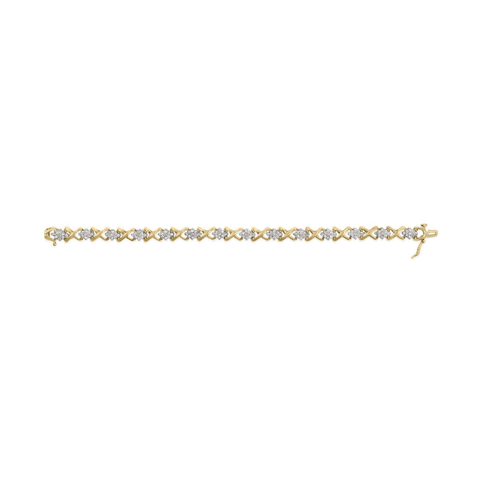 10k Yellow Gold Plated .925 Sterling Silver 2.00 Cttw Round-Cut Diamond Link 7