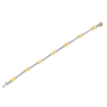 10K Yellow Gold 1.00 Cttw Pave Set Diamond Bar and  X-Link 7" Bracelet (I-J Color, I3 Quality)-3