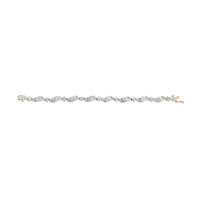 10K Yellow and White Gold 3.00 Cttw Diamond Cluster and Wave Link Bracelet (I-J Color, I1-I2 Clarity) - 7.25