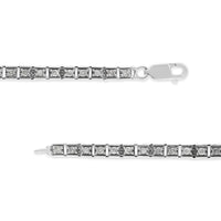 .925 Sterling Silver 1.0 Cttw Diamond Square Hybrid Link 7