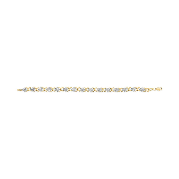 10K Yellow Gold 1.00 Cttw Diamond 5 Stone Floral Cluster and 